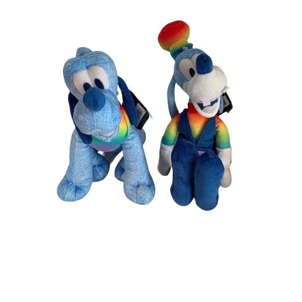 Disney Pride Collection Plush Goofy and Dog Rainbow Set Tags New 10"